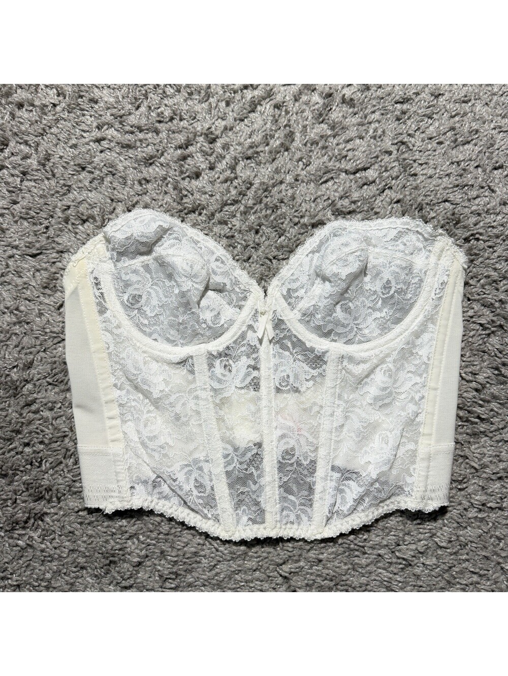 Vintage 70s 80s Smoothie Bustier Corset White Lace Lingerie Strapless Bridal 38B